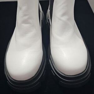 Women's White Leather Boots